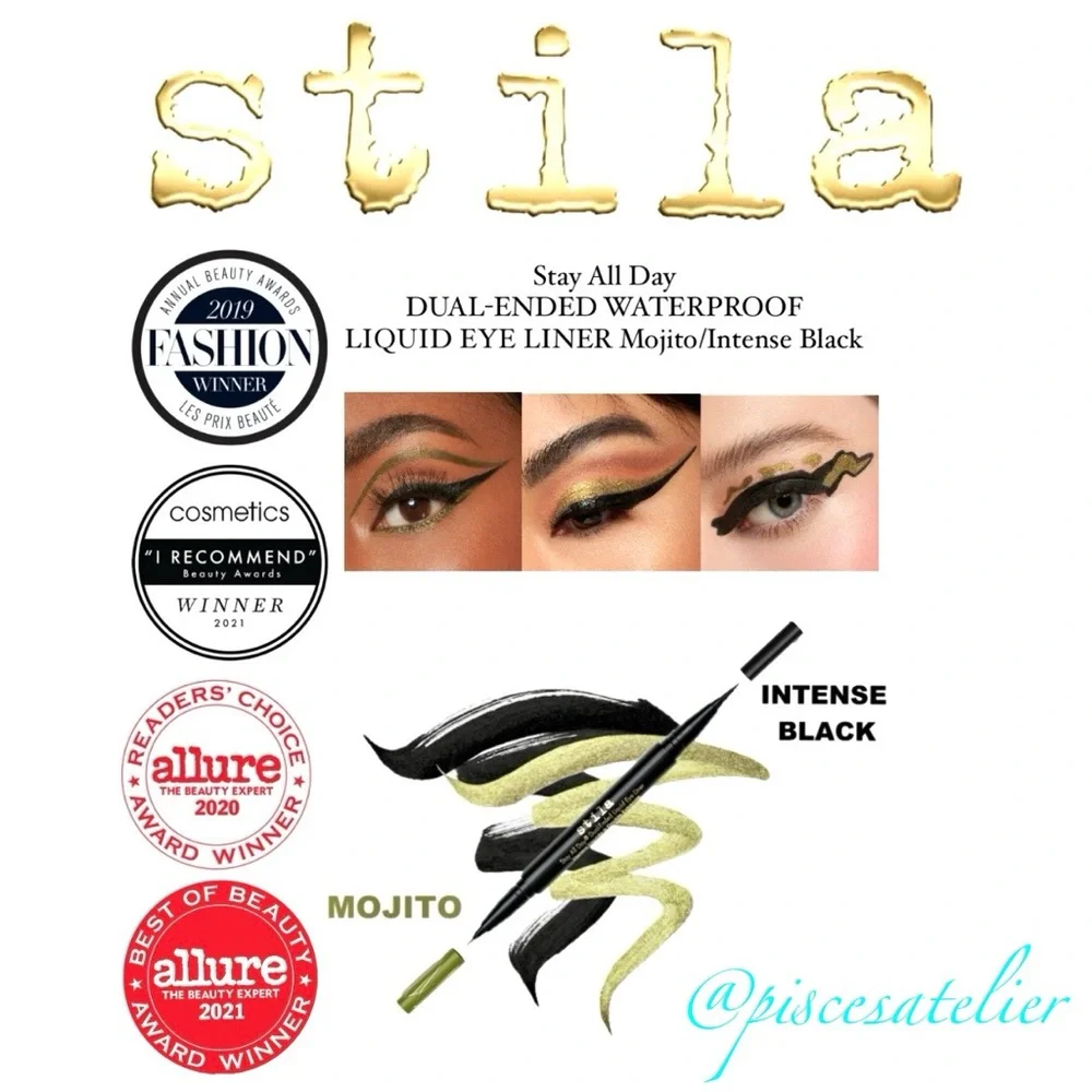 stila Stay All Day Dual-Ended Liquid Eye Liner Mojito/Intense Black, 4.5 mL.